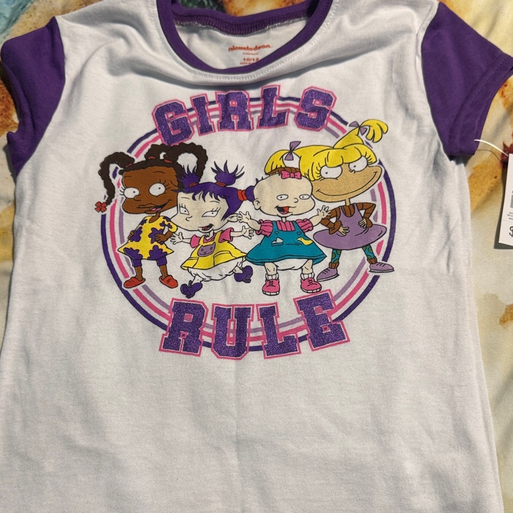 Nickelodeon Rugrats Girls Rule Purple and White T-Shirt